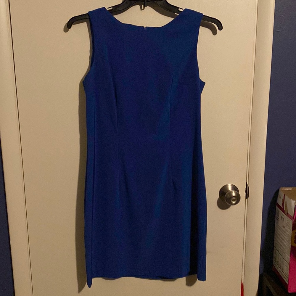 Blue sleeveless business casual dress 12